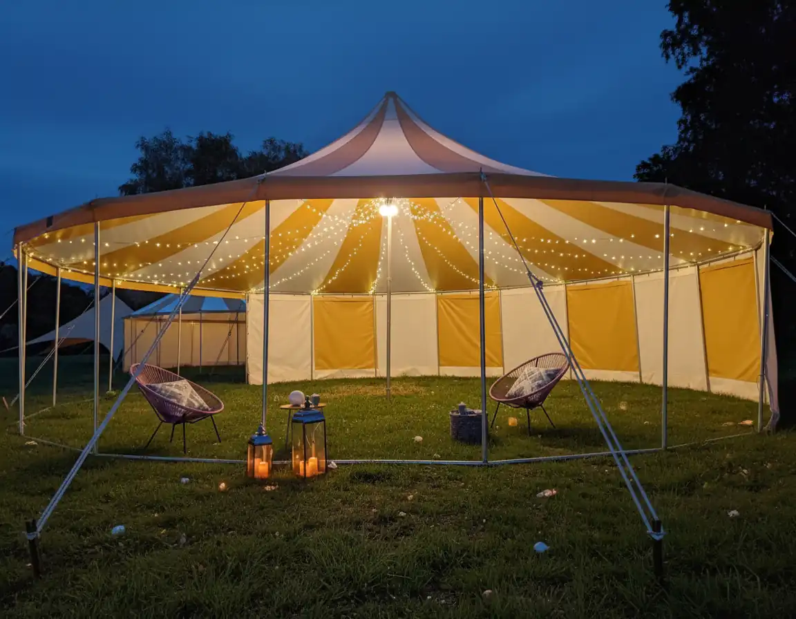 10m 20-Eck Zelt mit Beleuchtung