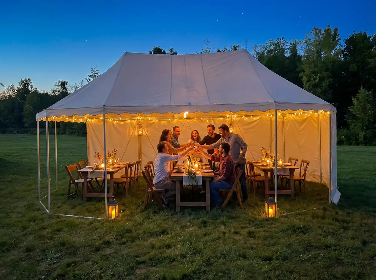 7x4 m Zirkuszelt ohne Mast mit Beleuchtung 2