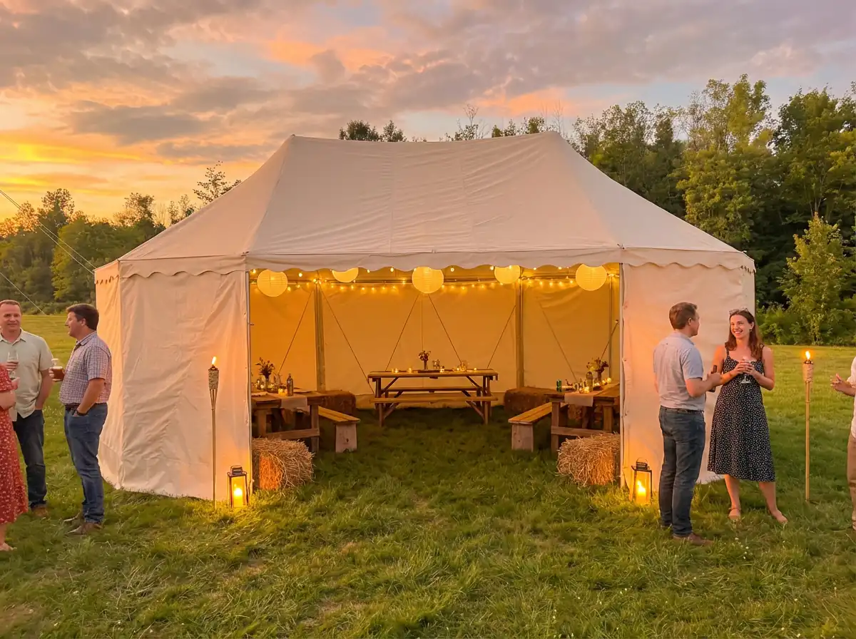 7x4 m Zirkuszelt ohne Mast mit Beleuchtung 3